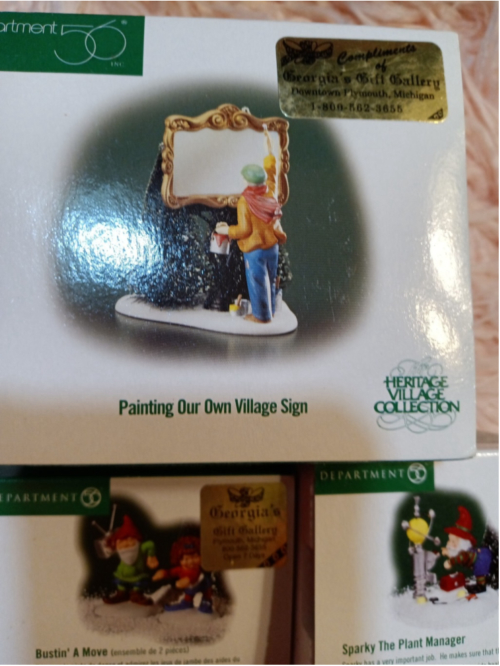 Dept 56 Painting Your Own Village Sign, Bustin' A Move & Sparky Plant Manager - Picture 4 of 11